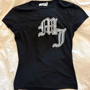 Moschino Black Top with White Label